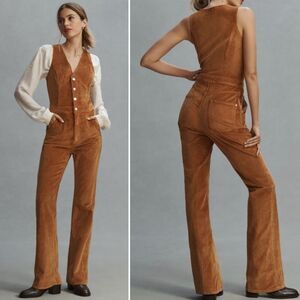 Pilcro Vest Corduroy Jumpsuit In Mango 0